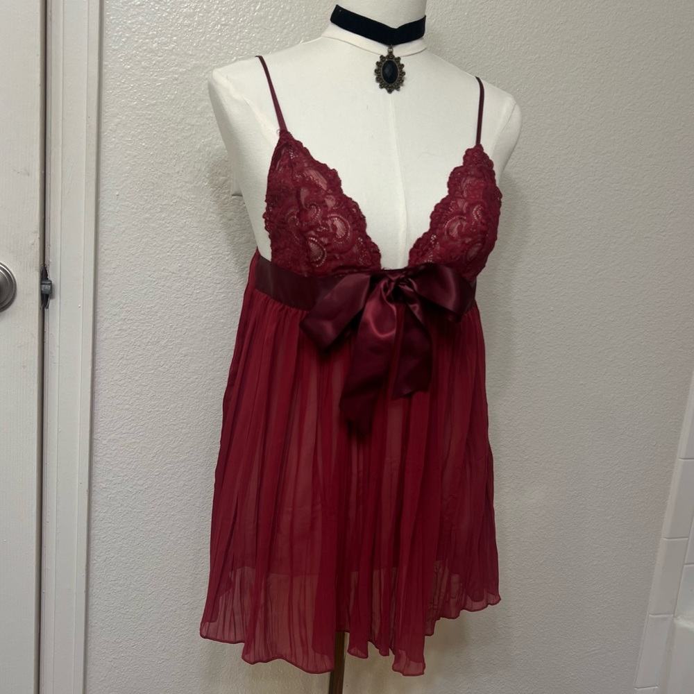 Victoria’s Secret y2k red lingerie dress lace ribbon bow holidays gift valentine